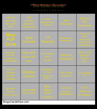 ESO Direct 2026 Bingo Card