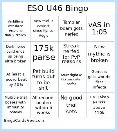 ESO U46 Bingo Card