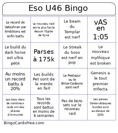 ESO U46 Bingo Card