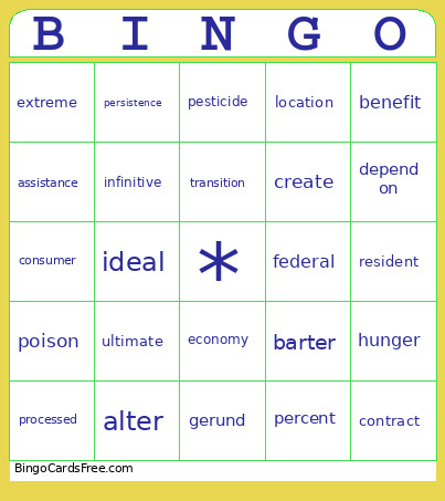ESOL 4/5 Winter Bingo Card