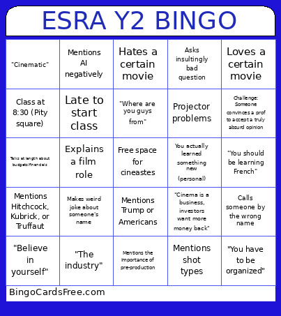 ESRA Y2 Bingo Card