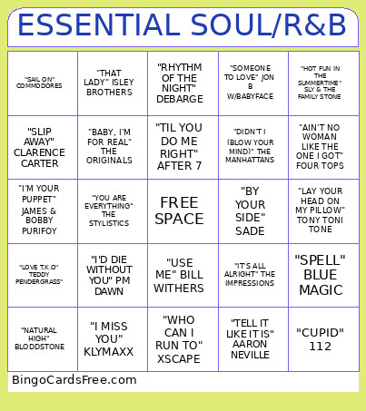 ESSENTIAL SOUL/R&B Bingo Card