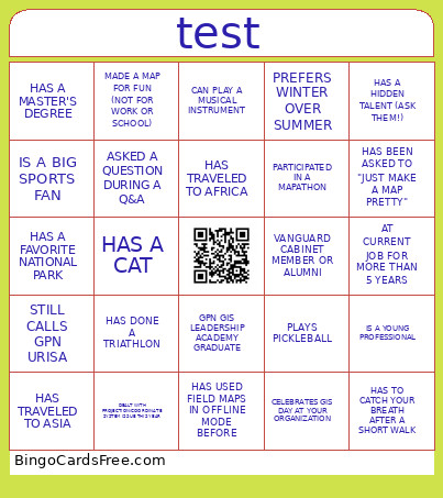Ethantest Bingo Card