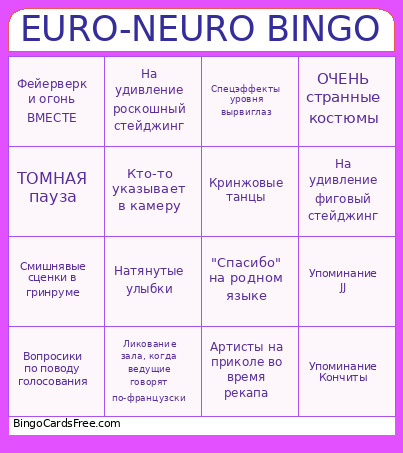 EURO-NEURO Bingo Card