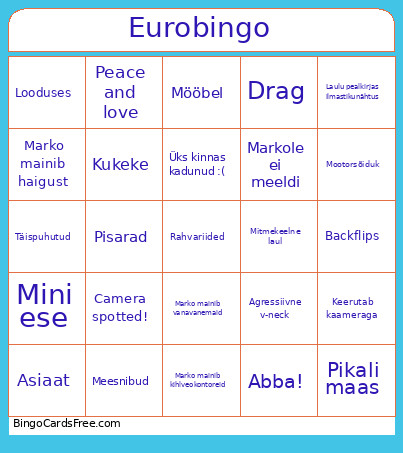 Euro Bingo Card