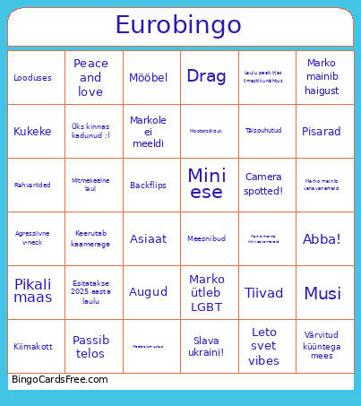 Euro Bingo Card