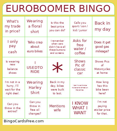EUROBOOMER Bingo Card
