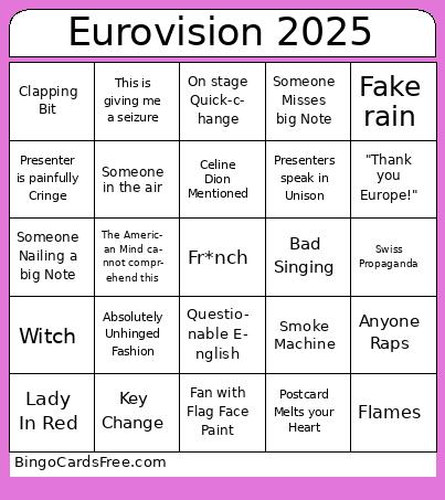 Eurovision 2025-1 Bingo