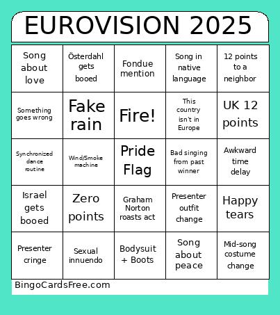 EUROVISION 2025 Bingo