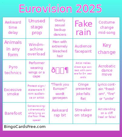 Eurovision 2025 Bingo