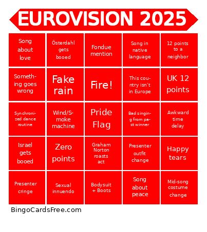 EUROVISION 2025 Bingo