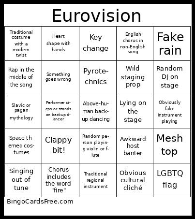 Eurovision 2025 Bingo