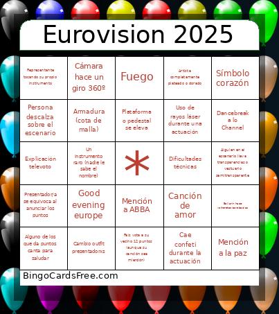 Eurovision 2025 Bingo Card 2