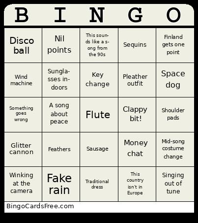 Eurovision 2025 Bingo
