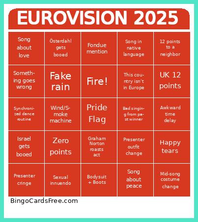EUROVISION 2025 Bingo
