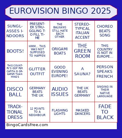 Eurovision 2025 - NLRADW Bingo