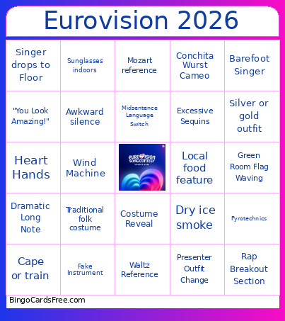 Eurovision 2026 Bingo Card 2