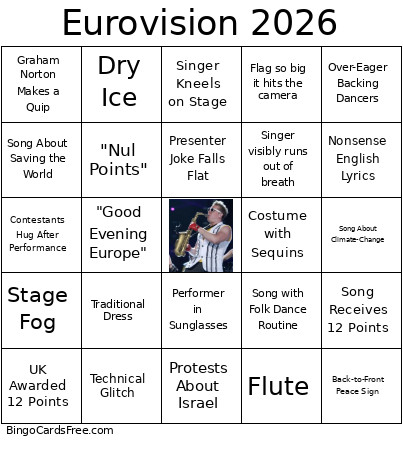 Eurovision 2026 Bingo Card 5
