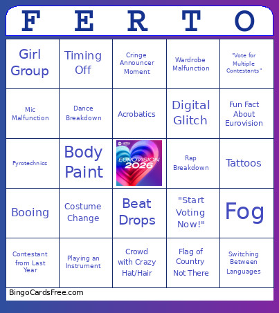 Eurovision 2026 Bingo Card 5