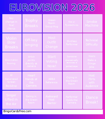 EUROVISION 2026 Bingo Card 4