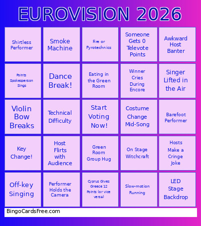 EUROVISION 2026 Bingo Card 3