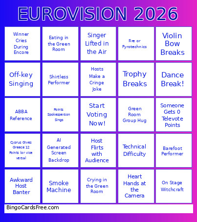 EUROVISION 2026 Bingo Card 2