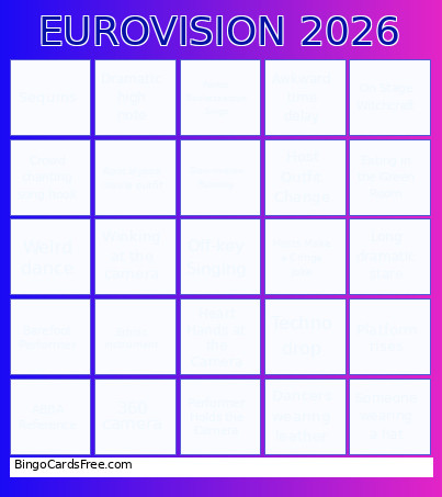 Eurovision 2026 Bingo Card 6