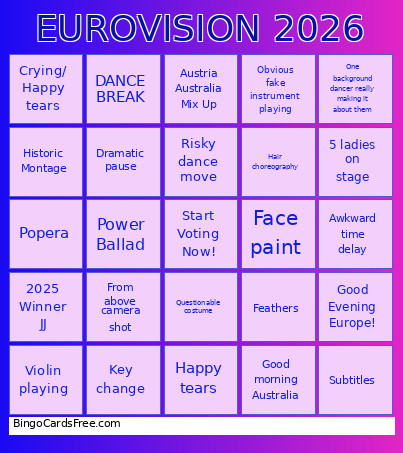 EUROVISION 2026 Bingo Card 5