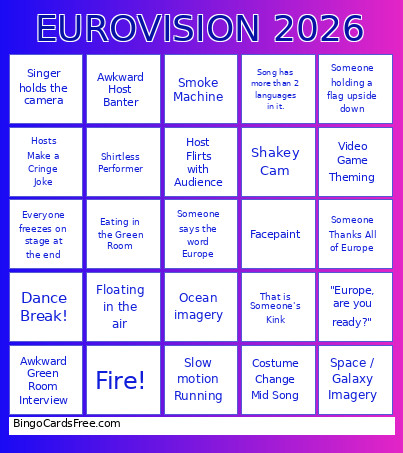 Eurovision 2026 Bingo Card 2