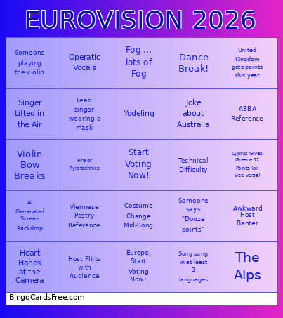 EUROVISION 2026 Bingo Card 7