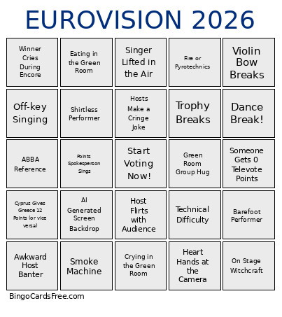 EUROVISION 2026 Bingo Card 6