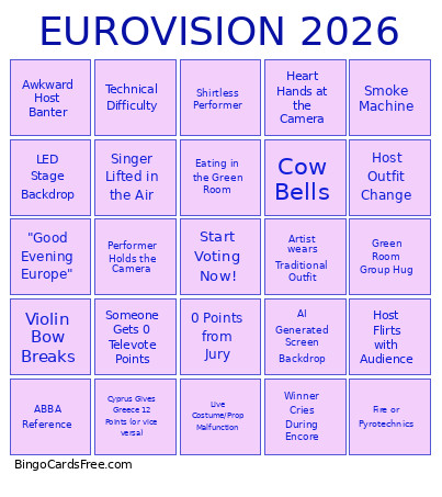 EUROVISION 2026 Bingo Card 5
