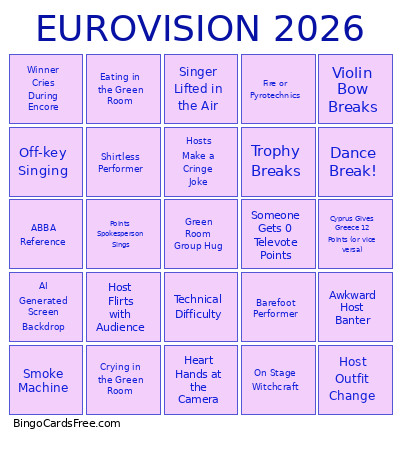 EUROVISION 2026 Bingo Card 3