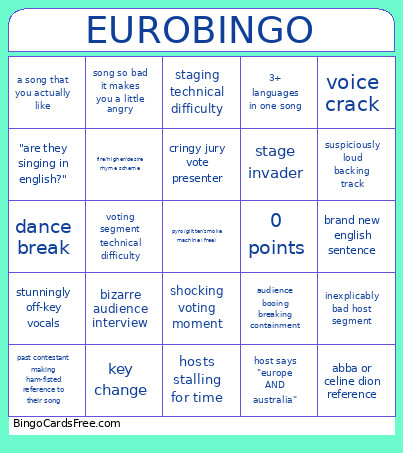 Eurovision 2026 Bingo Card 3