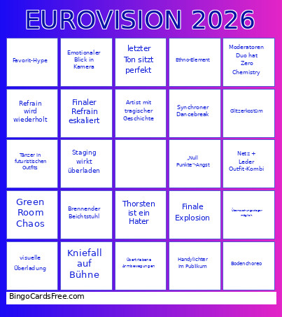 EUROVISION 2026 Bingo Card 7