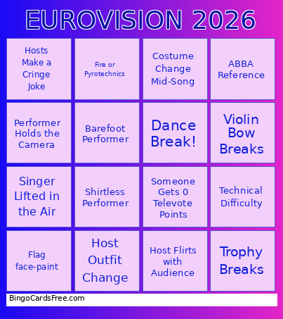 EUROVISION 2026 Bingo Card 5