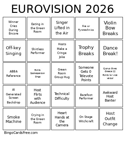 EUROVISION 2026 Bingo Card 3