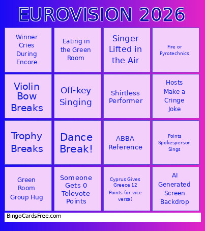 EUROVISION 2026 Bingo Card 6