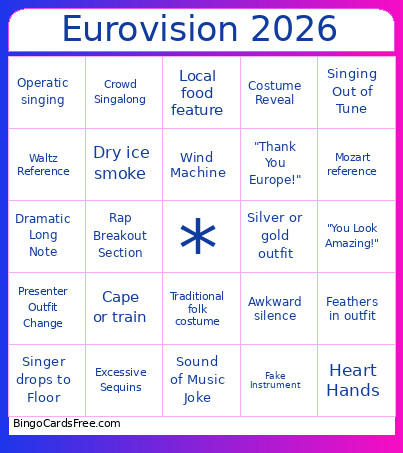 Eurovision 2026 Bingo Card 3