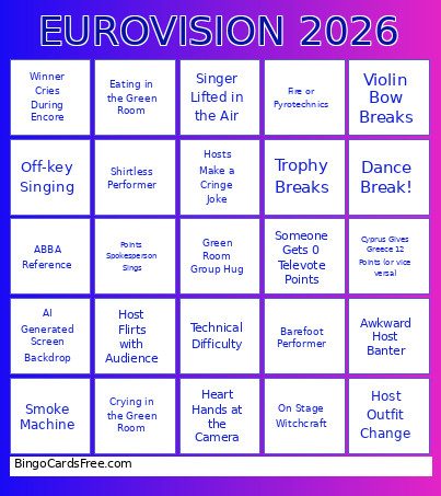 EUROVISION 2026 Bingo Card 4