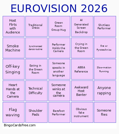 EUROVISION 2026 Bingo Card 2