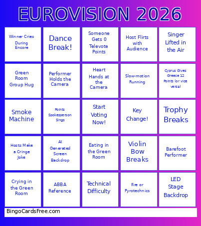 EUROVISION 2026 Bingo Card 6