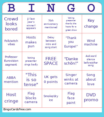 EUROVISION 2026 Bingo Card 6