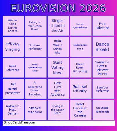 EUROVISION 2026 Bingo Card 3