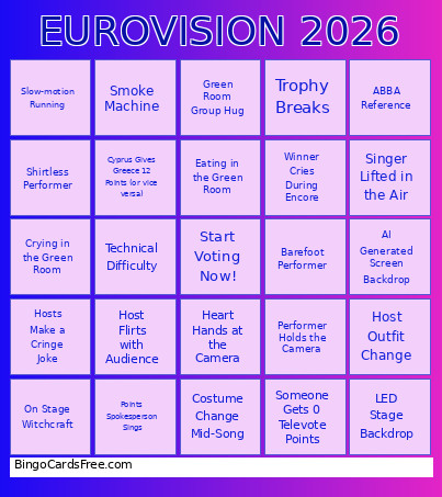 EUROVISION 2026 Bingo Card 2