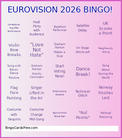 EUROVISION 2026 ! Bingo Card 2
