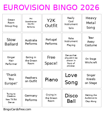 EUROVISION 2026 Bingo Card 6