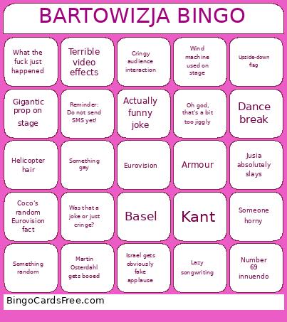 Eurovision Bingo Card 2