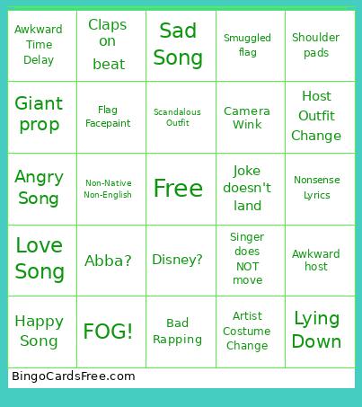 Eurovision25 Bingo Card