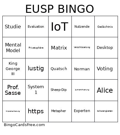 EUSP Bingo Card
